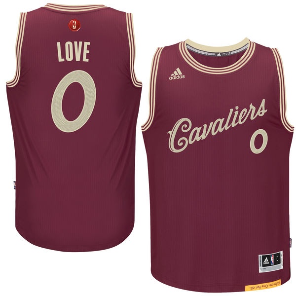 Men's  Cavaliers #0 Kevin Love Burgundy Christmas Day Jersey